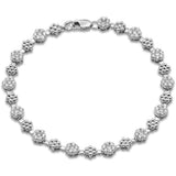 1.50ct G SI 14K White Gold Diamond Flower Bracelet 7" Long