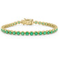 <span style="color:purple">SPECIAL!</span>4.20ct G SI 14K Yellow Gold Round Shape Emerald Gemstone Bracelet 7" Long
