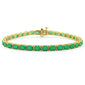 <span style="color:purple">SPECIAL!</span>8.76ct G SI 14K Yellow Gold East West Set Emerald Gemstone Bracelet 7" Long