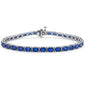 <span style="color:purple">SPECIAL!</span>9.82ct G SI 14K White Gold East West Set Blue Sapphire Gemstone Bracelet 7" Long
