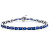9.82ct G SI 14K White Gold East West Set Blue Sapphire Gemstone Bracelet 7" Long
