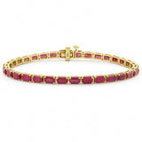 11.20ct G SI 14K Yellow Gold East West Set Ruby Gemstone Tennis Bracelet 7" Long