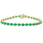 <span style="color:purple">SPECIAL!</span>5.42ct G SI 14K Yellow Gold Pear Shaped Emerald Gemstone Bracelet 7" Long