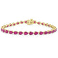 <span style="color:purple">SPECIAL!</span>6.82ct G SI 14K Yellow Gold Pear Shaped Ruby Gemstone Tennis Bracelet 7" Long