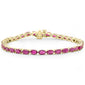 <span style="color:purple">SPECIAL!</span>10.23ct G SI 14K Yellow Gold Oval Shape Ruby Gemstone Tennis Bracelet 7" Long