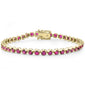 <span style="color:purple">SPECIAL!</span>5.58ct G SI 14K Yellow Gold Round Shape Ruby Gemstone Tennis Bracelet 7" Long
