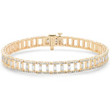 1.73ct G SI 14K Yellow Gold Round & Baguette Diamond Bracelet 7" Long