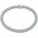 1.02ct G SI 14K White Gold Diamond Snake Serpentine Italian Mesh Diamond Bracelet 7.5" Long