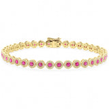 4.02ct G SI 14K Yellow Gold Diamond & Ruby Gemstone Bracelet 7" Long