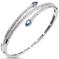 <span style="color:purple">SPECIAL!</span>1.95ct G SI 14K White Gold Diamond & Blue Sapphire Gemstone Bangle Bracelet