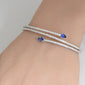 <span style="color:purple">SPECIAL!</span>1.95ct G SI 14K White Gold Diamond & Blue Sapphire Gemstone Bangle Bracelet