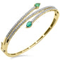 <span style="color:purple">SPECIAL!</span>1.94ct G SI 14K Yellow Gold Diamond & Emerald Gemstone Bangle Bracelet