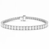 6.52ct G SI 14K White Gold Emerald Cut Diamond Tennis Bracelet 7" Long