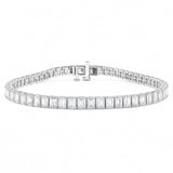 8.50ct G SI 14K White Gold Emerald Cut Diamond Tennis Bracelet 7" Long