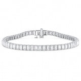 10.24ct G SI 14K White Gold Emerald Cut Diamond Tennis Bracelet 7" Long
