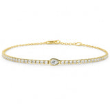 .75ct G SI 14K Yellow Gold Pear Shape Diamond Tennis Chain Bracelet 7" Long