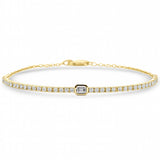 .75ct G SI 14K Yellow Gold Emerald Cut Diamond Tennis Chain Bracelet 7" Long