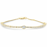 .77ct G SI 14K Yellow Gold Oval Cut Diamond Tennis Chain Bracelet 7" Long