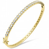 1.71ct G SI 14K Yellow Gold Bezel Set Emerald Cut Diamond Bangle Bracelet