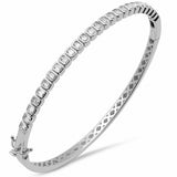 2.10ct G SI 14K White Gold Emerald Cut Diamond Bezel Set Bangle Bracelet