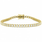 4.57ct G SI 14K Yellow Gold Emerald Cut Diamond Bezel Set Tennis Bracelet 7" Long