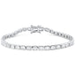 <span style="color:purple">SPECIAL!</span>4.40ct G SI 14K White Gold Emerald Cut Diamond Bezel Set Tennis Bracelet 7" Long