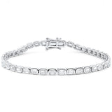 4.40ct G SI 14K White Gold Emerald Cut Diamond Bezel Set Tennis Bracelet 7" Long