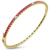 1.72ct G SI 14K Yellow Gold Diamond & Ruby Gemstone Bangle Bracelet