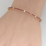 1.72ct G SI 14K Yellow Gold Diamond & Ruby Gemstone Bangle Bracelet