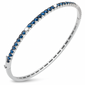 <span style="color:purple">SPECIAL!</span> 1.72ct G SI 14K White Gold Diamond & Blue Sapphire Gemstone Bangle Bracelet