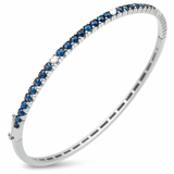1.72ct G SI 14K White Gold Diamond & Blue Sapphire Gemstone Bangle Bracelet