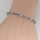 1.72ct G SI 14K White Gold Diamond & Blue Sapphire Gemstone Bangle Bracelet