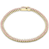 3.75ct G SI 14kt Yellow Gold Diamond & Pink Sapphire Gemstone Elegant Tennis Bracelet 7" Long