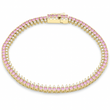 3.75ct G SI 14kt Yellow Gold Diamond & Pink Sapphire Gemstone Elegant Tennis Bracelet 7" Long
