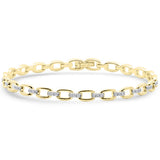 <span style="color:purple">SPECIAL!</span> .49ct G SI 14kt Yellow Gold Diamond Square Link Bracelet 7.5" Long