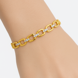 <span style="color:purple">SPECIAL!</span> .49ct G SI 14kt Yellow Gold Diamond Square Link Bracelet 7.5" Long