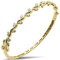 <span style="color:purple">SPECIAL!</span> .49ct G SI 14kt Yellow Gold Round Diamond Leaf Design Bangle Bracelet