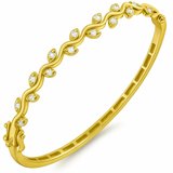 .49ct G SI 14kt Yellow Gold Round Diamond Leaf Design Bangle Bracelet