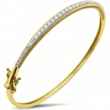 1.01ct G SI 14kt Yellow Gold Round Diamond Milgrain Bangle Bracelet