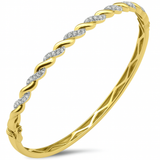 .49ct G SI 14kt Yellow Gold Round Diamond Braided Design Bangle Bracelet