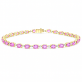 6.30ct G SI 14KT Yellow Gold Diamond & Pink Sapphire Gemstone Tennis Bracelet 8"