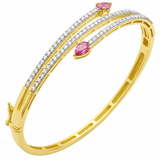 2.97ct G SI 14KT Yellow Gold Diamond & Pink Sapphire Bangle Bracelet