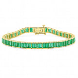 9.69ct G SI 14KT Yellow Gold Natural Emerald Gemstone Tennis Bracelet 7" long