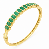 8.62ct 14kt Yellow Gold Emerald Gemstone Bezel Set Bangle Bracelet