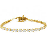 3.43ct G SI 14kt Yellow Gold Pear Shape Diamond Tennis Bracelet 7" Long