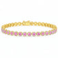 <span style="color:purple">SPECIAL!</span> 4.85ct G SI 14KT Yellow Gold Diamond & Pink Sapphire Gemstone Halo Tennis Bracelet 7.25"