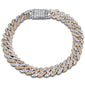 <span style="color:purple">SPECIAL!</span> 3.28ct G SI 14kt Two Tone Gold Baguette Diamond Cuban Link Bracelet 8" Long