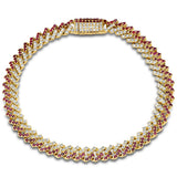 4.47ct G SI 14kt Yellow Gold Diamond & Ruby Square Cuban Gemstone Bracelet 7" Long