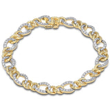 <span style="color:purple">SPECIAL!</span> 1.73ct G SI 14kt Yellow Gold Diamond Figaro Link Bracelet 7" Long