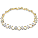 1.00ct G SI 14kt Yellow Gold Diamond Modern Clover Bracelet 7" Long